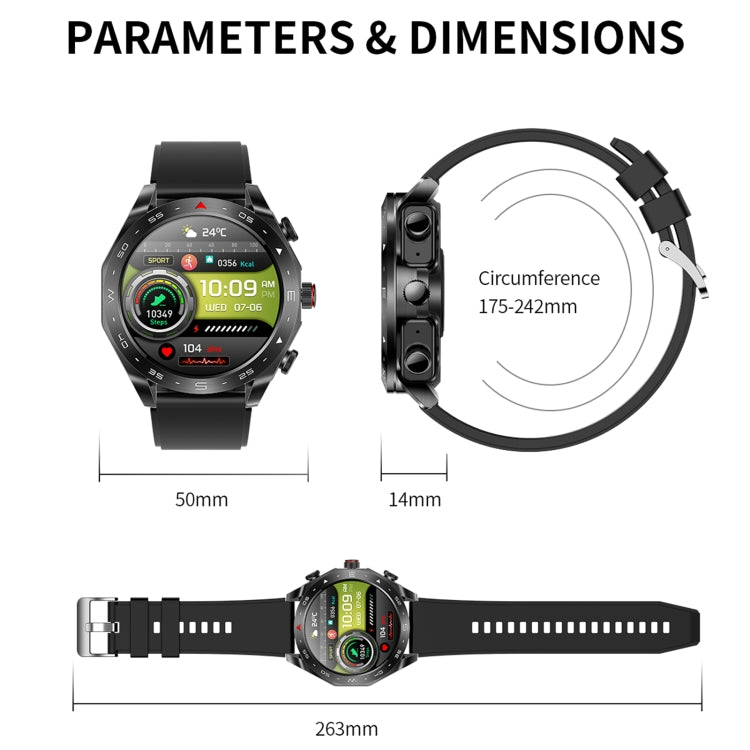 T95 1.52 inch BT5.0 Smart Sport Watch with Earbuds, Support Bluetooth Call / Blood Oxygen / Heart Rate / Blood Pressure Health Monitor(Silver) - Smart Watches by PMC TechLife | Online Shopping South Africa | PMC TechLife