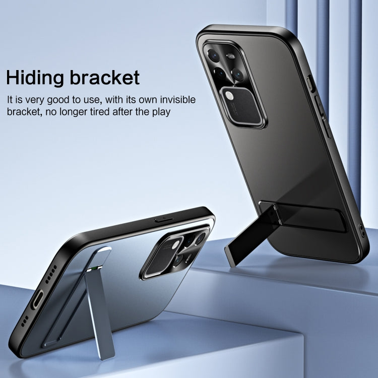 For vivo S18 Pro R-JUST RJ-61 Electroplating Frosted TPU + PC Phone Case with Holder(Silver) - vivo Cases by R-JUST | Online Shopping South Africa | PMC TechLife | Buy Now Pay Later Mobicred