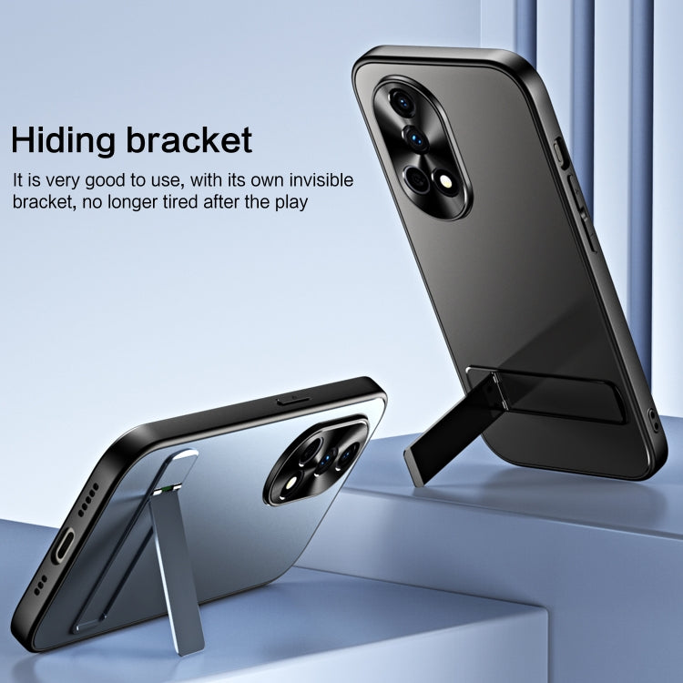 For Huawei nova 12 Pro R-JUST RJ-61 Electroplating Frosted TPU + PC Phone Case with Holder(Grey) - Huawei Cases by R-JUST | Online Shopping South Africa | PMC TechLife | Buy Now Pay Later Mobicred
