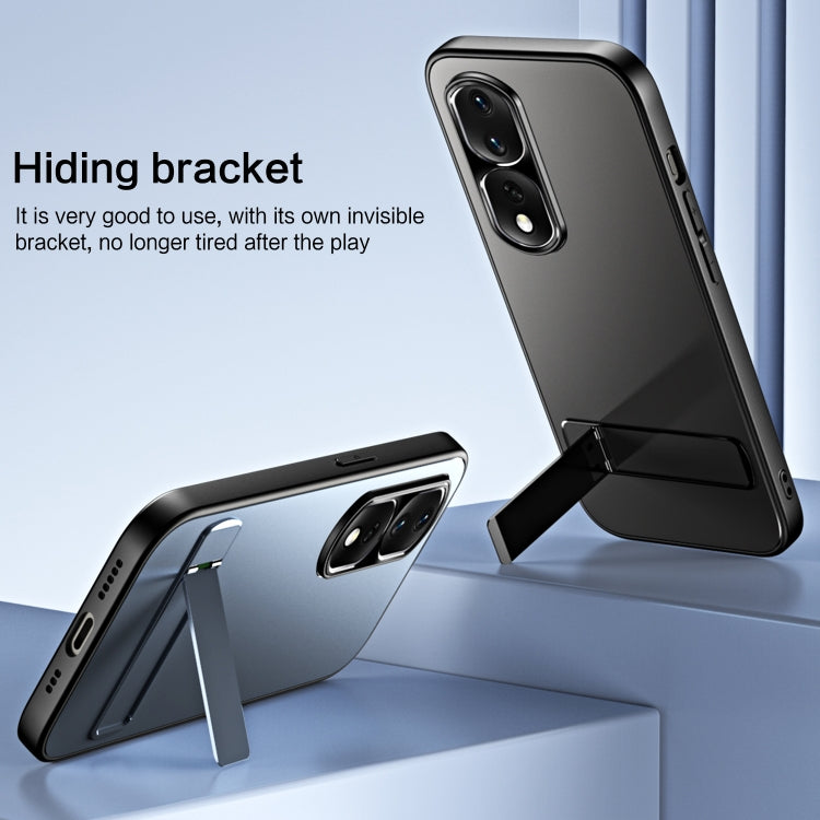 For Honor 80 Pro R-JUST RJ-61 Electroplating Frosted TPU + PC Phone Case with Holder(Blue) - Honor Cases by R-JUST | Online Shopping South Africa | PMC TechLife | Buy Now Pay Later Mobicred