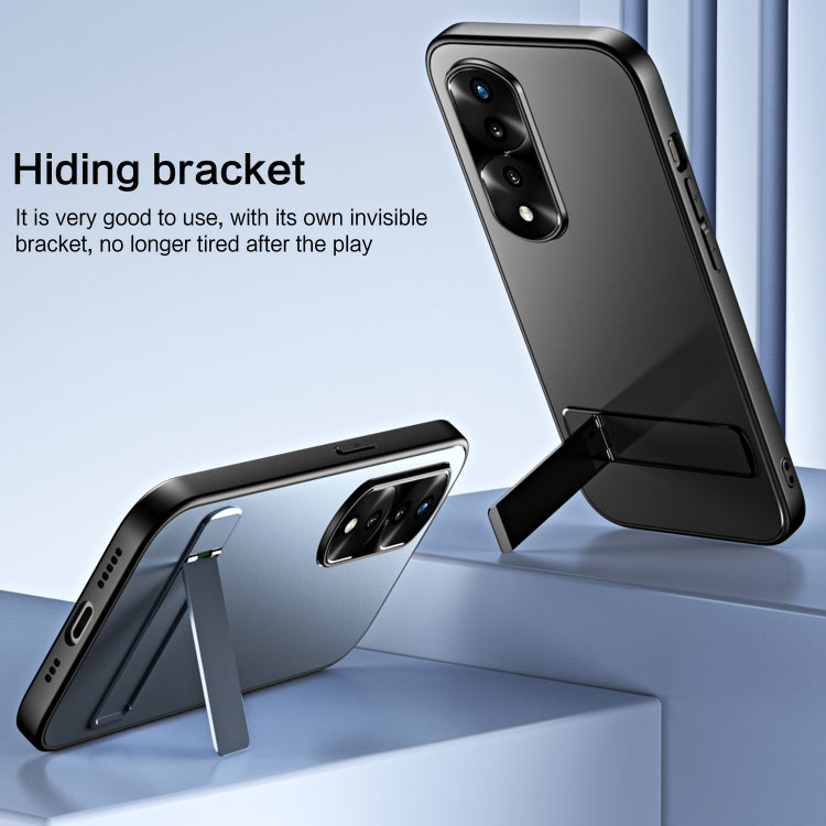 For Honor 70 Pro R-JUST RJ-61 Electroplating Frosted TPU + PC Phone Case with Holder(Grey) - Honor Cases by R-JUST | Online Shopping South Africa | PMC TechLife
