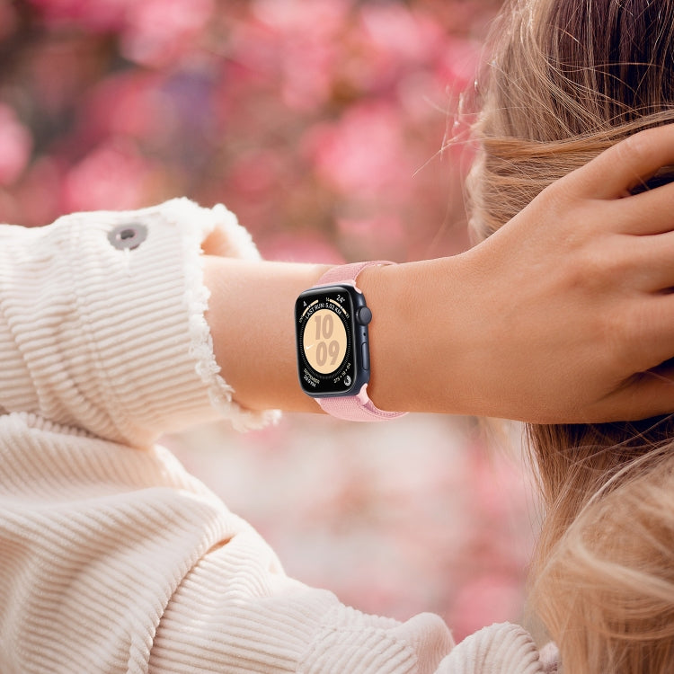 For Apple Watch Series 3 42mm Carbon Fiber Texture Snap Buckle Nylon Watch Band(Pink) - Watch Bands by PMC TechLife | Online Shopping South Africa | PMC TechLife | Buy Now Pay Later Mobicred