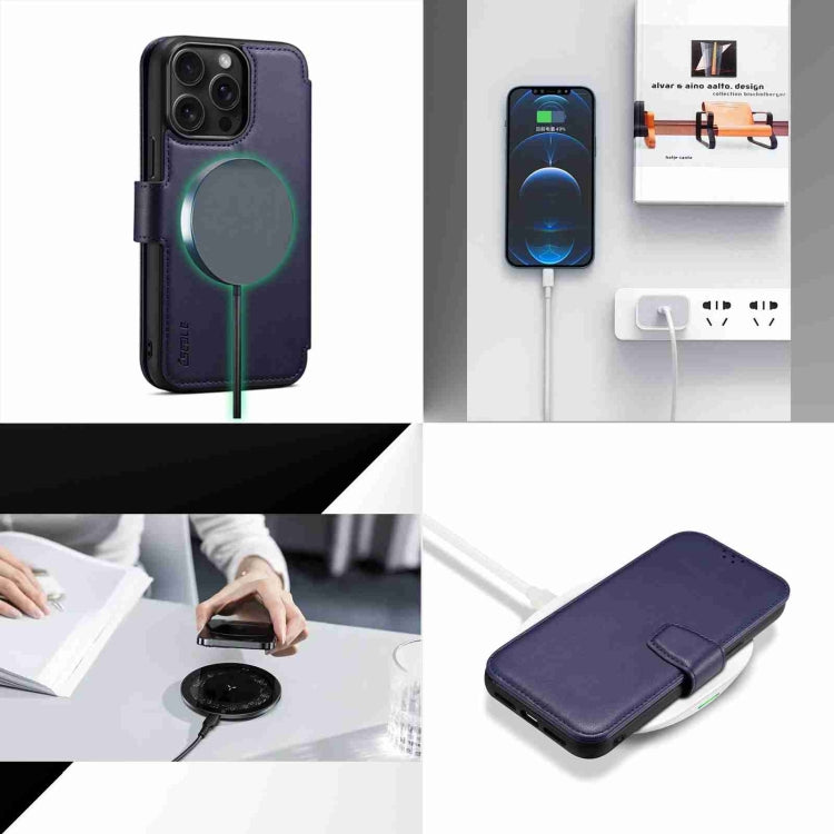 For iPhone 15 Plus / 14 Plus ESEBLE E1 Nappa Texture MagSafe Holder Leather Phone Case(Dark Blue) - free shipping - PMC Jewellery - Order now!