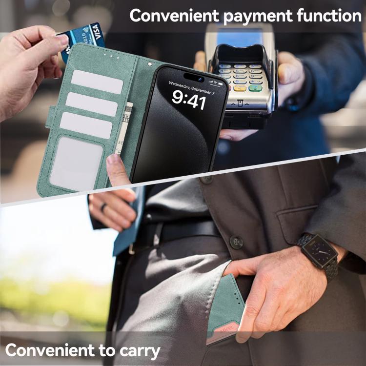 For iPhone 16e ABEEL Color Block Magnetic RFID Leather Phone Case(Cyan-Pink) - iPhone 16e Cases by PMC TechLife | Online Shopping South Africa | PMC TechLife | Buy Now Pay Later Mobicred