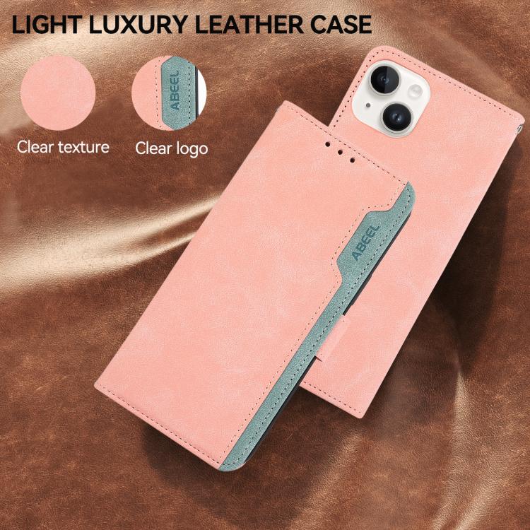 For iPhone 17 ABEEL Color Block Magnetic RFID Leather Phone Case(Pink-Cyan) - free shipping - PMc TechLife - Order now!