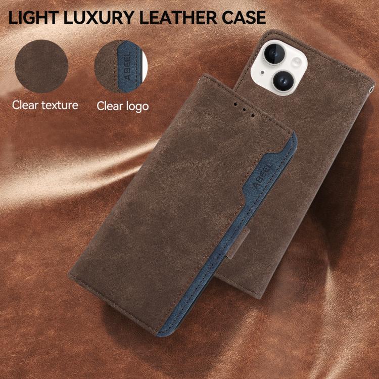 For iPhone 17 Air ABEEL Color Block Magnetic RFID Leather Phone Case(Brown-Blue) - free shipping - PMc TechLife - Order now!