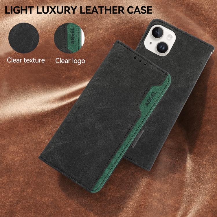 For iPhone 17 Pro Max ABEEL Color Block Magnetic RFID Leather Phone Case(Black-Green) - free shipping - PMc TechLife - Order now!