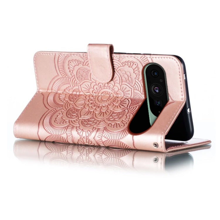 For Google Pixel 9 Sun Mandala Embossing Pattern Phone Leather Case(Rose Gold) - Google Cases by PMC TechLife | Online Shopping South Africa | PMC TechLife | Buy Now Pay Later Mobicred