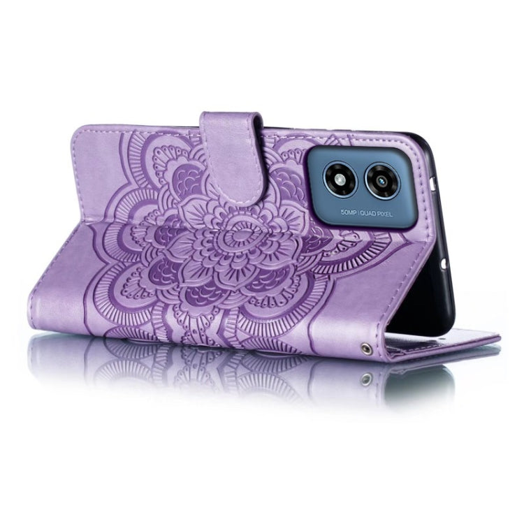 For Motorola Moto G Play 2024 Sun Mandala Embossing Pattern Phone Leather Case(Purple) - Motorola Cases by PMC Jewellery | Online Shopping South Africa | PMC Jewellery | Buy Now Pay Later Mobicred