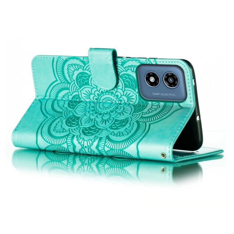 For Motorola Moto G Play 2024 Sun Mandala Embossing Pattern Phone Leather Case(Green) - Motorola Cases by PMC Jewellery | Online Shopping South Africa | PMC Jewellery | Buy Now Pay Later Mobicred