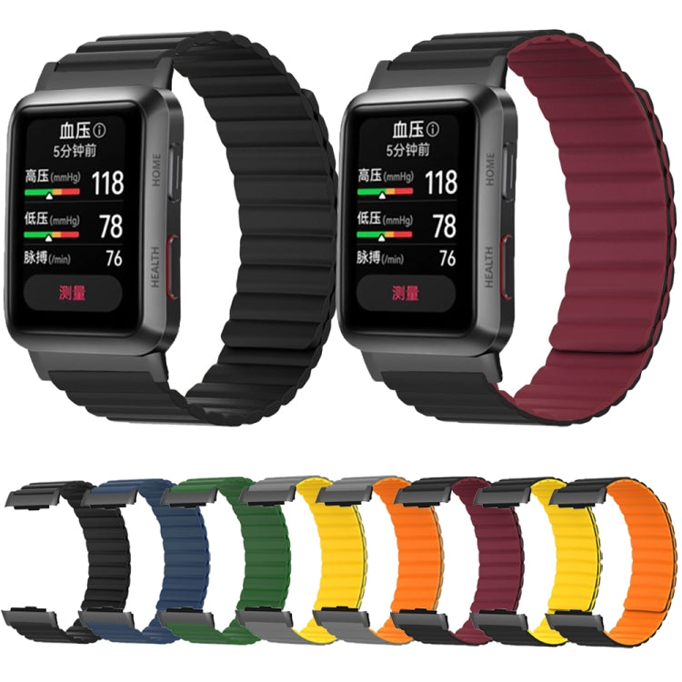 For Huawei Watch D Magnetic Silicone Watch Band(Grey Yellow) - Watch Bands by PMC TechLife | Online Shopping South Africa | PMC TechLife