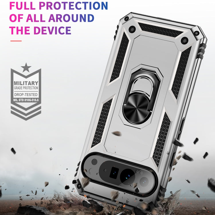 For Google Pixel 9 Pro Shockproof TPU + PC Phone Case with Holder(Silver) - Google Cases by PMC TechLife | Online Shopping South Africa | PMC TechLife | Buy Now Pay Later Mobicred