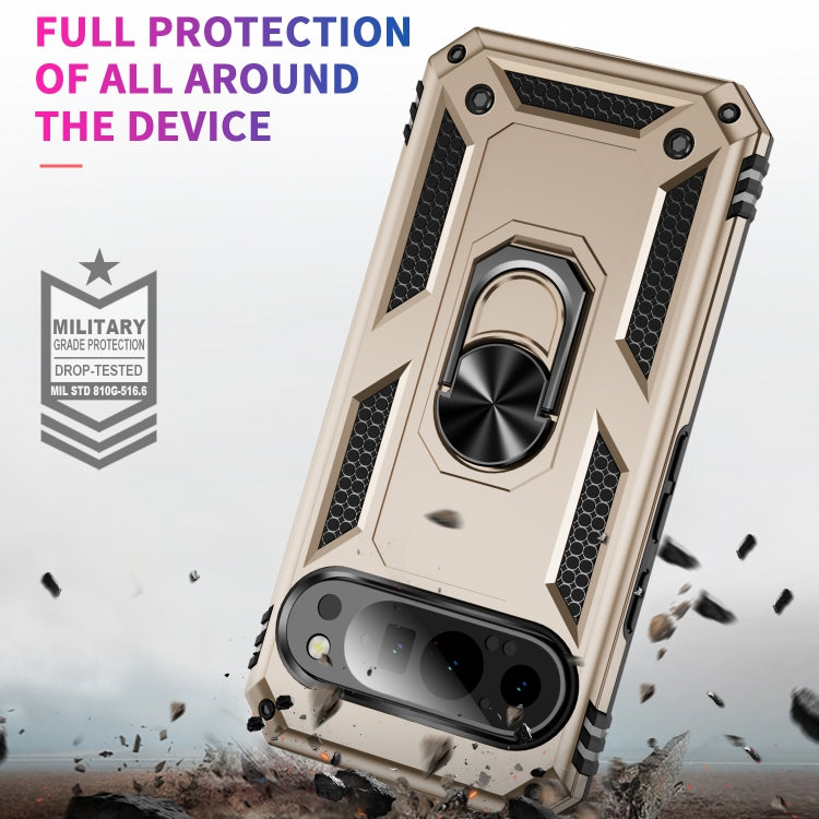 For Google Pixel 9 Shockproof TPU + PC Phone Case with Holder(Gold) - Google Cases by PMC TechLife | Online Shopping South Africa | PMC TechLife | Buy Now Pay Later Mobicred