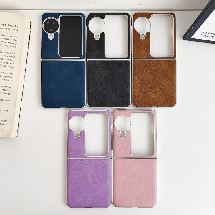 For OPPO Find N3 Flip Skin Feel Leather Texture Pearlescent Paint Shockproof Phone Case(Purple) - Find N3 Flip Cases by PMC TechLife | Online Shopping South Africa | PMC TechLife | Buy Now Pay Later Mobicred