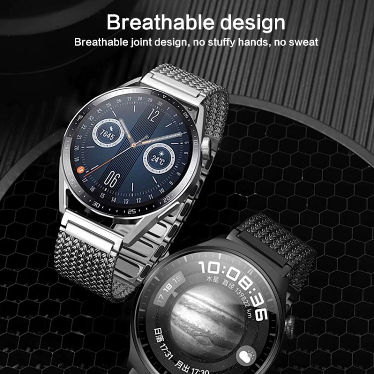 For Huawei Watch 4 / 4 Pro 22mm Magnetic Clasp Braided Chain Stainless Steel Watch Band(Silver) - Watch Bands by PMC TechLife | Online Shopping South Africa | PMC TechLife