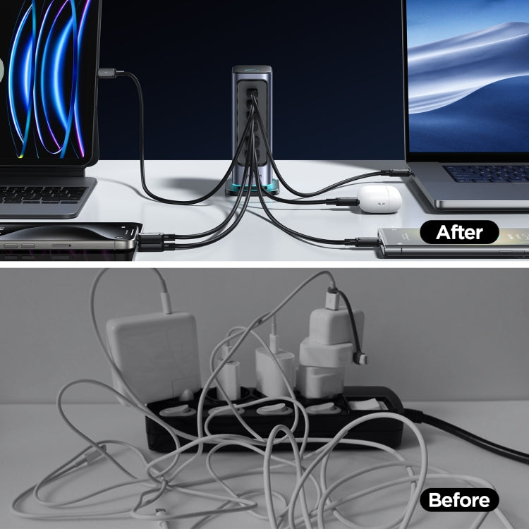 JOYROOM JR-TCM02 6 in 1 65W GaN 4 USB-C & 2 USB-A Multi-port Charger, Power Plug:EU Plug(Dark Gray) - free shipping - PMC Jewellery - Order now!