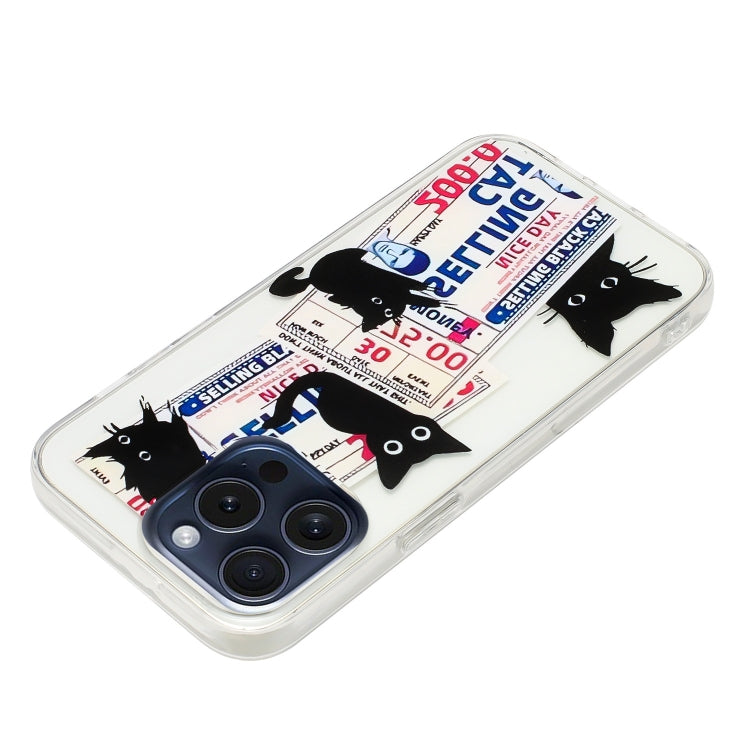For iPhone 16 Pro Colorful Painting Pattern TPU Phone Case(Black Cat) - iPhone 16 Pro Cases by PMC TechLife | Online Shopping South Africa | PMC TechLife | Buy Now Pay Later Mobicred