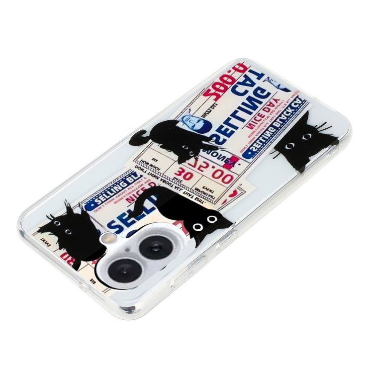 For iPhone 16 Colorful Painting Pattern TPU Phone Case(Black Cat) - iPhone 16 Cases by PMC TechLife | Online Shopping South Africa | PMC TechLife | Buy Now Pay Later Mobicred