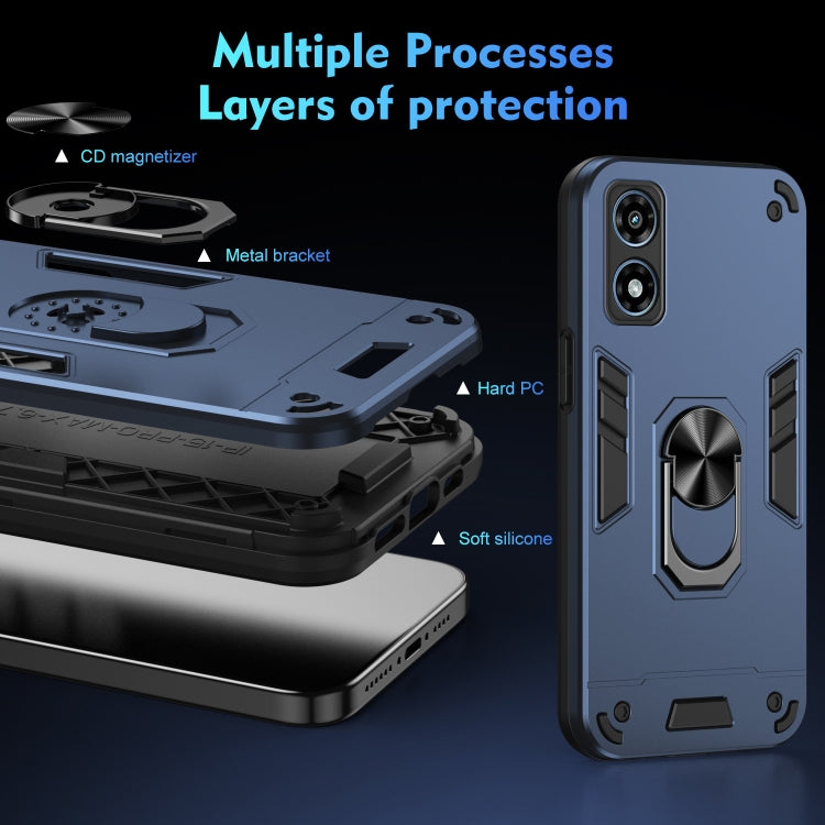 For Motorola Moto G Play 2024 Shockproof Metal Ring Holder Phone Case(Blue) - Motorola Cases by PMC Jewellery | Online Shopping South Africa | PMC Jewellery | Buy Now Pay Later Mobicred
