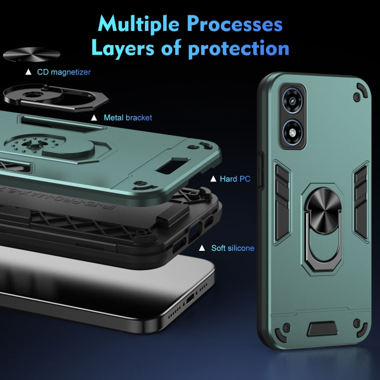 For Motorola Moto G Play 2024 Shockproof Metal Ring Holder Phone Case(Green) - free shipping - PMC Jewellery - Order now!