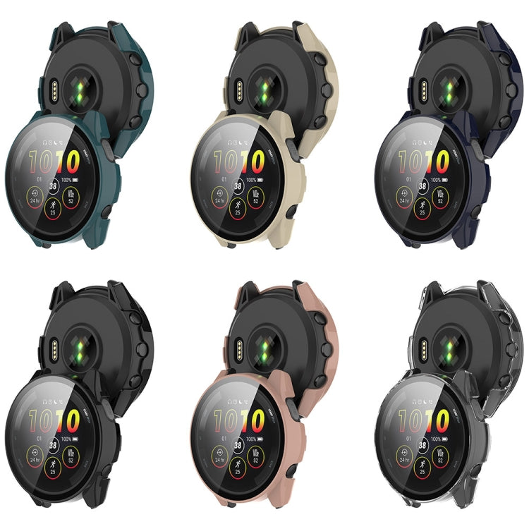 For Garmin Forerunner 165 / 165 Music PC + Tempered Film Integrated Watch Protective Case(Ink Blue) - Watch Cases by PMC TechLife | Online Shopping South Africa | PMC TechLife