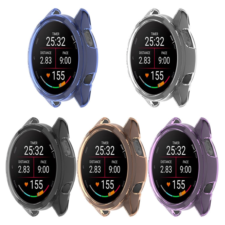 For Garmin Forerunner 165 / 165 Music Half Pack Hollow TPU Watch Protective Case(Transparent Black) - Watch Cases by PMC TechLife | Online Shopping South Africa | PMC TechLife