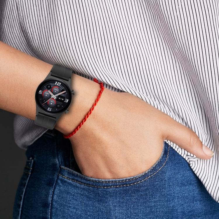 For Honor Watch GS 4 Striped Stainless Steel Buckle Silicone Watch Band(Pine Green) - Watch Bands by PMC TechLife | Online Shopping South Africa | PMC TechLife