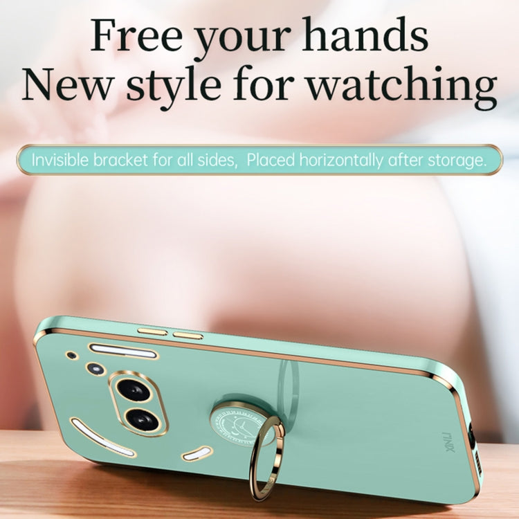 For Nothing Phone 2A XINLI Straight Edge 6D Electroplate TPU Phone Case with Ring Holder(Mint Green) - free shipping - PMC Jewellery - Order now!