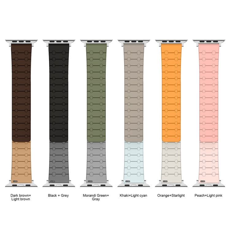 For Apple Watch Series 4 40mm Two Color Loop Magnetic Silicone Watch Band(Orange+Starlight) - Watch Bands by PMC TechLife | Online Shopping South Africa | PMC TechLife