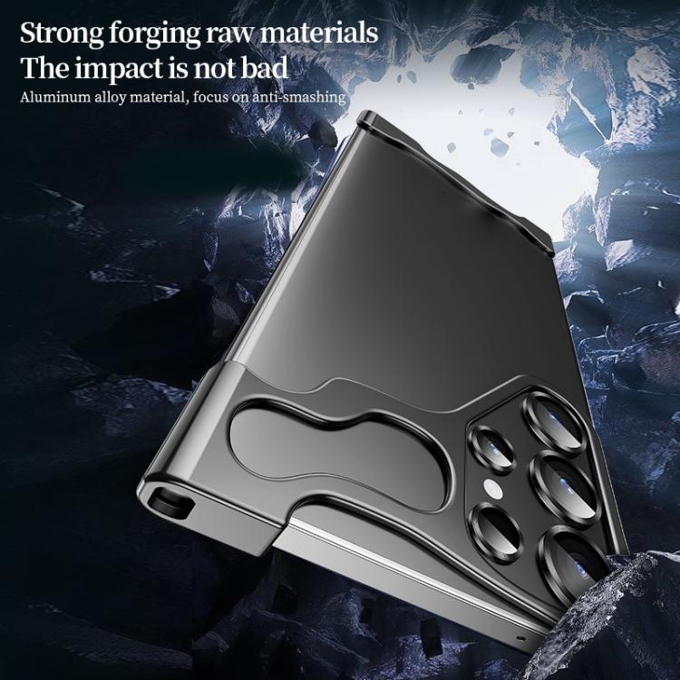 For Samsung Galaxy S25 Ultra 5G Frameless Metal Corner Pad Phone Case with Lens Film(Silver) - Galaxy S25 Ultra 5G Cases by PMc TechLife | Online Shopping South Africa | PMc TechLife | Buy Now Pay Later Mobicred