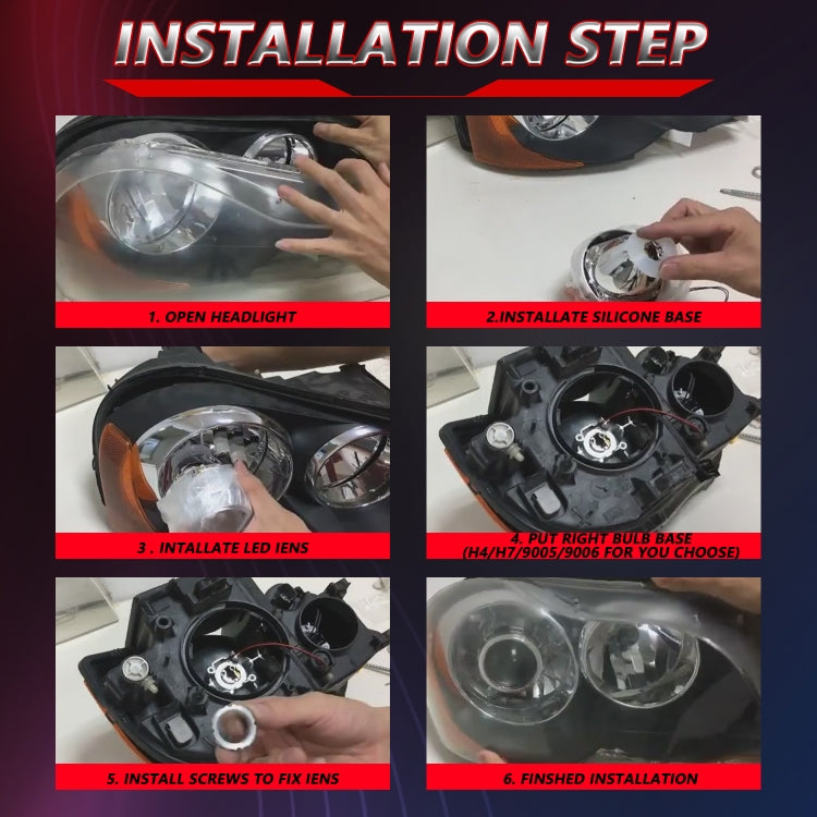 T01 1 Pair 3 inch Car Bifocal LED Lens Headlight, Left Driving (Black) - LED Headlamps by PMC TechLife | Online Shopping South Africa | PMC TechLife | Buy Now Pay Later Mobicred