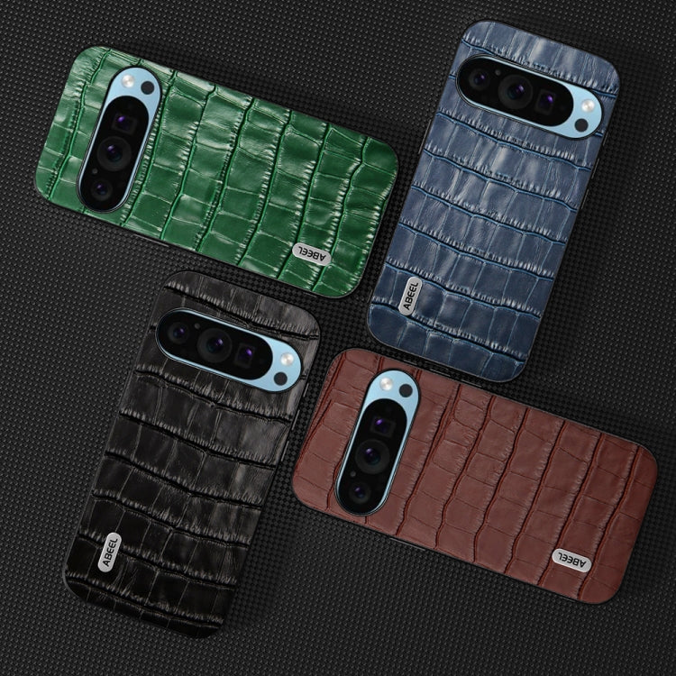 For Google Pixel 9 ABEEL Crocodile Texture Genuine Leather Phone Case(Black) - Google Cases by PMC TechLife | Online Shopping South Africa | PMC TechLife | Buy Now Pay Later Mobicred