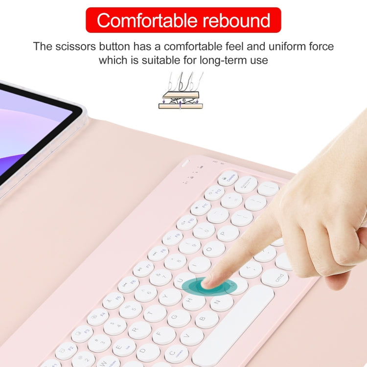 For Huawei MatePad 11 2023 / 2021 Round Button Bluetooth Keyboard Rotatable Holder Leather Case(Rose Gold) - Huawei Keyboard by PMC TechLife | Online Shopping South Africa | PMC TechLife