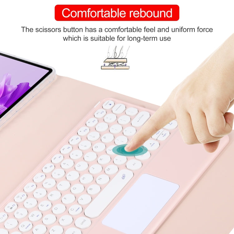 For Huawei MatePad Air 11.5 Round Button Bluetooth Keyboard Rotatable Holder Leather Case with Touchpad(Rose Gold) - Huawei Keyboard by PMC TechLife | Online Shopping South Africa | PMC TechLife