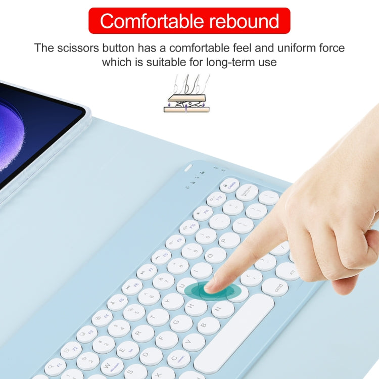 For Xiaomi Pad 6 Round Button Bluetooth Keyboard Rotatable Holder Leather Case(Sky Blue) - Others Keyboard by PMC TechLife | Online Shopping South Africa | PMC TechLife