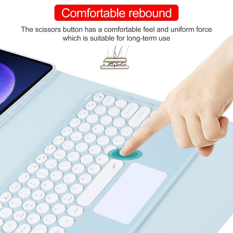 For Xiaomi Pad 6 Round Button Bluetooth Keyboard Rotatable Holder Leather Case with Touchpad(Sky Blue) - Others Keyboard by PMC TechLife | Online Shopping South Africa | PMC TechLife