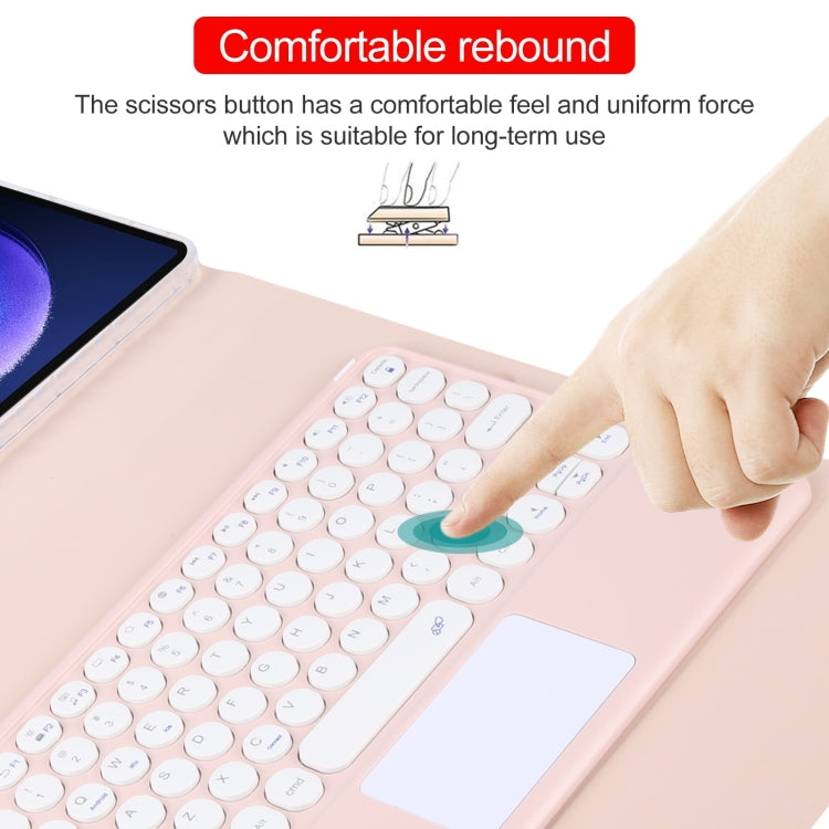 For Xiaomi Pad 6 Round Button Bluetooth Keyboard Rotatable Holder Leather Case with Touchpad(Rose Gold) - free shipping - PMC TechLife - Order now!