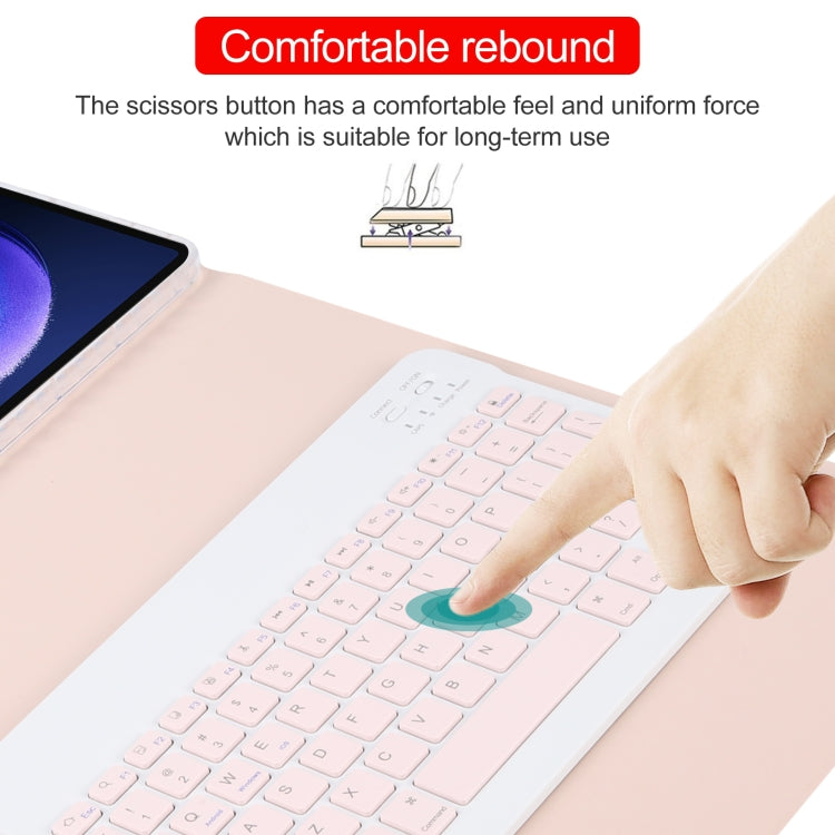 For Xiaomi Pad 6 Square Button Bluetooth Keyboard Rotatable Holder Leather Case(Rose Gold) - free shipping - PMC TechLife - Order now!