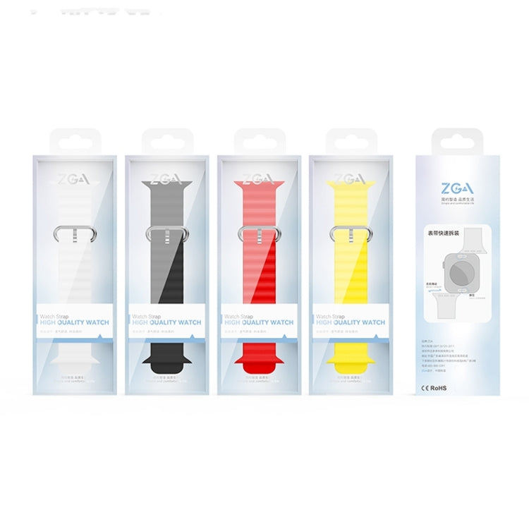 For Apple Watch Series 8 45mm ZGA Ocean Silicone Watch Band(Yellow) - Watch Bands by ZGA | Online Shopping South Africa | PMC TechLife | Buy Now Pay Later Mobicred