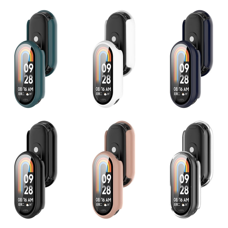 For Xiaomi Mi Band 8 PC + Tempered Film Integrated Protective Watch Case(White) - Watch Cases by PMC TechLife | Online Shopping South Africa | PMC TechLife