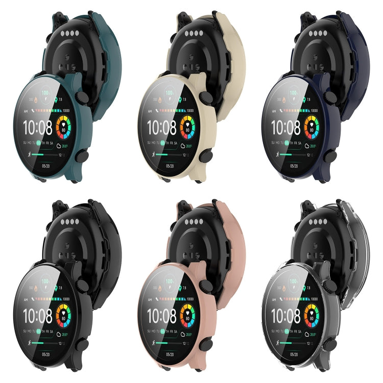 For Xiaomi Haylou RT3 / Solar Plus LS16 PC + Tempered Film Integrated Watch Protective Case(Black) - Watch Cases by PMC TechLife | Online Shopping South Africa | PMC TechLife