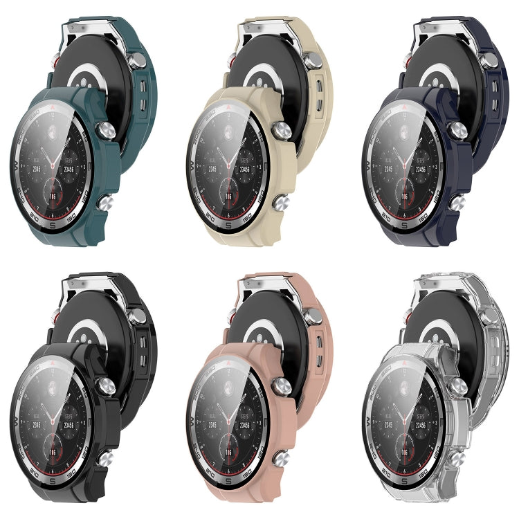 For Xiaomi Haylou Watch R8 PC + Tempered Film Integrated Watch Protective Case(Pine Green) - Watch Cases by PMC TechLife | Online Shopping South Africa | PMC TechLife