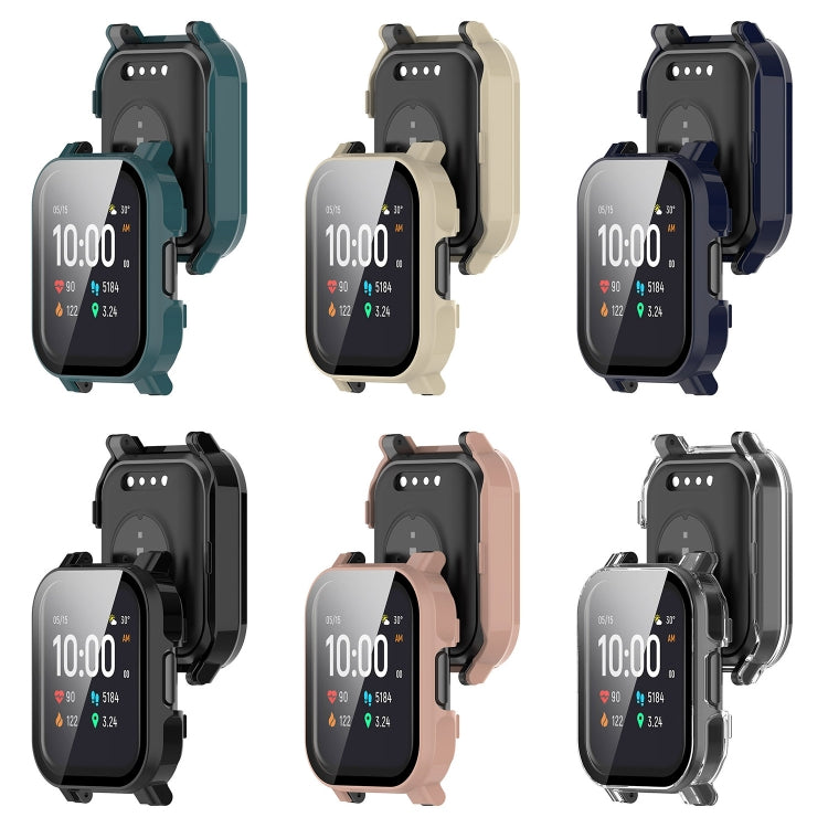 For Xiaomi Haylou Watch 2 LS02 PC + Tempered Film Integrated Watch Protective Case(Black) - Watch Cases by PMC TechLife | Online Shopping South Africa | PMC TechLife | Buy Now Pay Later Mobicred