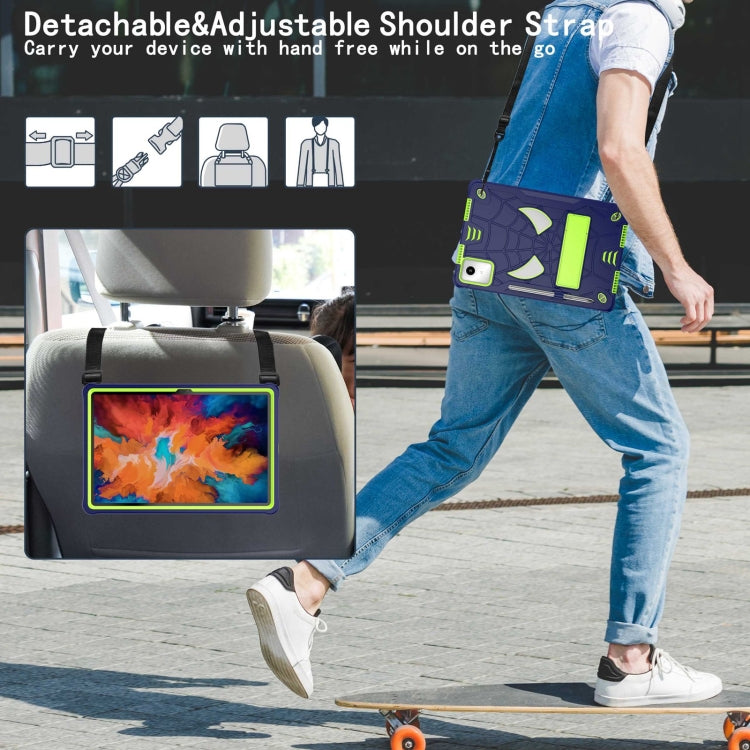 For Lenovo Tab M11/ Xiaoxin Pad 11 2024 Fold-Holder Spider Silicone Hybrid PC Tablet Case(Navy Yellow Green) - Lenovo by PMC Jewellery | Online Shopping South Africa | PMC Jewellery | Buy Now Pay Later Mobicred