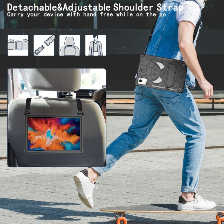 For Lenovo Tab M11/ Xiaoxin Pad 11 2024 Fold-Holder Spider Silicone Hybrid PC Tablet Case(Black) - Lenovo by PMC Jewellery | Online Shopping South Africa | PMC Jewellery | Buy Now Pay Later Mobicred