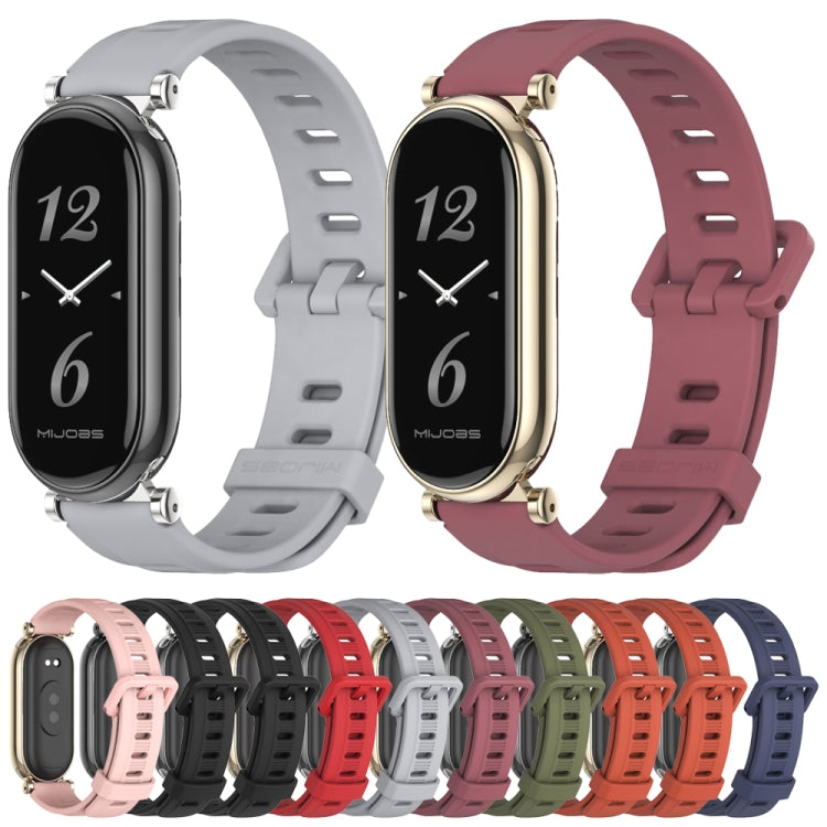 For Xiaomi Smart Band 10 / 9 / 8 Mijobs GT4 Flat Hole Silicone Watch Band(Midnight Blue Silver) - free shipping - PMc TechLife - Order now!
