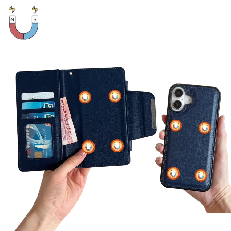 For iPhone 16 Multifunctional 7-Cards Wallet Leather Phone Case(Royal Blue) - iPhone 16 Cases by PMC Jewellery | Online Shopping South Africa | PMC Jewellery | Buy Now Pay Later Mobicred