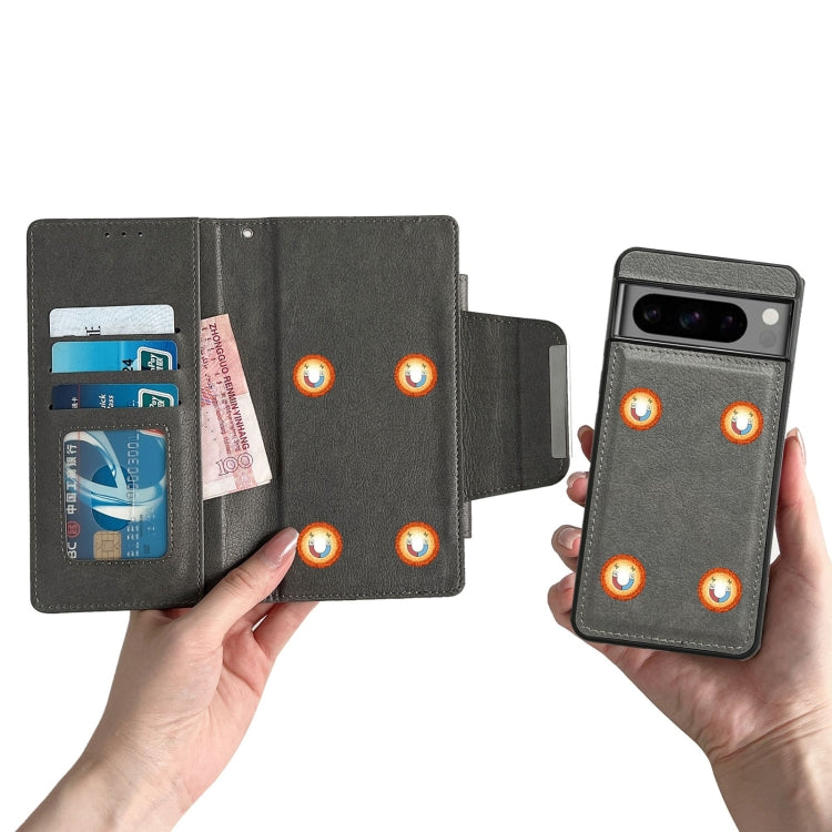For Google Pixel 9 / Pixel 9 Pro Multifunctional 7-Card Wallet Leather Phone Case(Grey) - Google Cases by PMC TechLife | Online Shopping South Africa | PMC TechLife | Buy Now Pay Later Mobicred