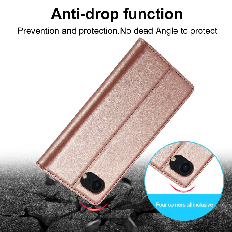 For iPhone 16e LC.IMEEKE Strong Magnetism Microfiber Leather Phone Case(Rose Gold) - iPhone 16e Cases by LC.IMEEKE | Online Shopping South Africa | PMC TechLife | Buy Now Pay Later Mobicred