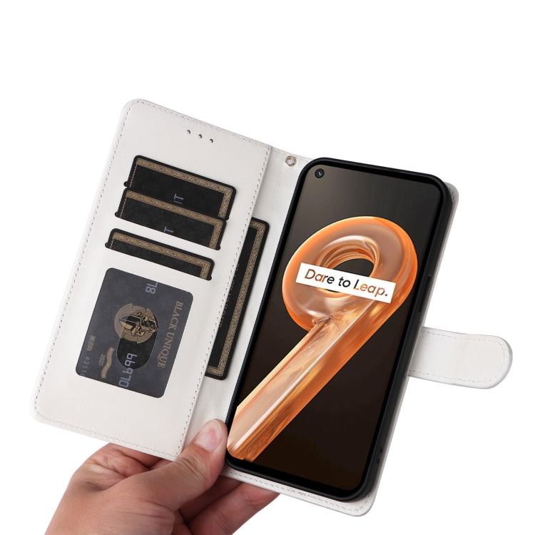 For Realme 9i / OPPO A36 / A96 Diamond Lattice Leather Flip Phone Case(White) - Realme Cases by PMC TechLife | Online Shopping South Africa | PMC TechLife | Buy Now Pay Later Mobicred